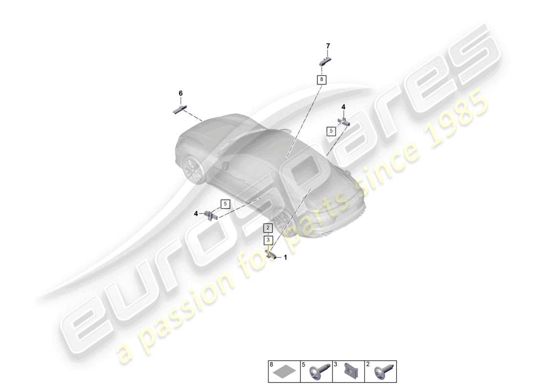 porsche 2026 (panamera 976) schema elettrico delle parti dell'antenna per l'autorizzazione all'accesso e all'avviamento (kessy)