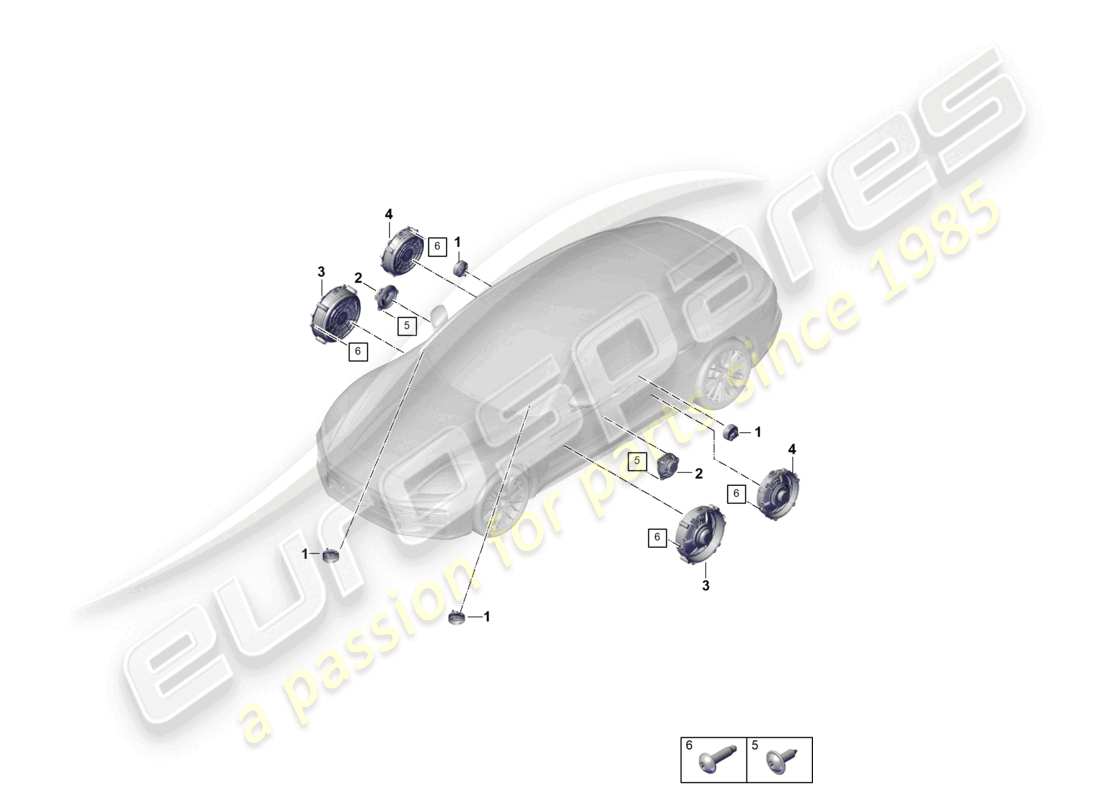 porsche 2026 (panamera 976) diagramma base delle parti dell'altoparlante