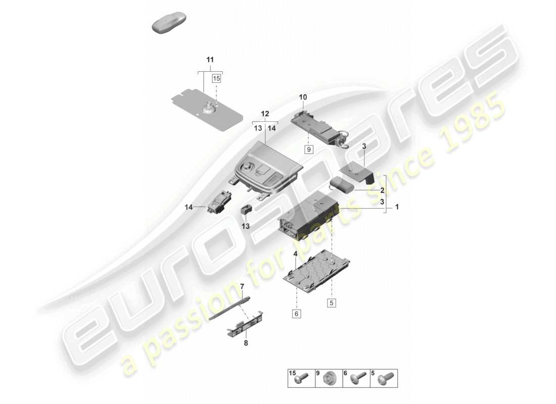 porsche 2024 (panamera 971-2) per modelli con telefono e chiamata di emergenza schema delle parti