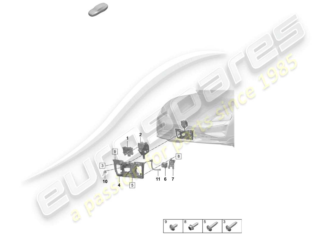 porsche 2025 (taycan 9j1-2) singole parti per veicoli con sistema di visione notturna schema delle parti