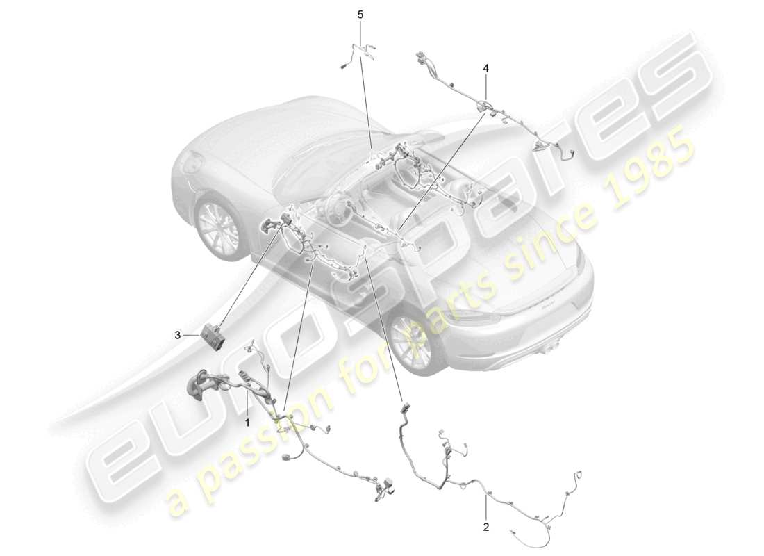 porsche 2022 (718 boxster) cablaggi porte consolle centrale unità di controllo porte controllo capote schema delle parti