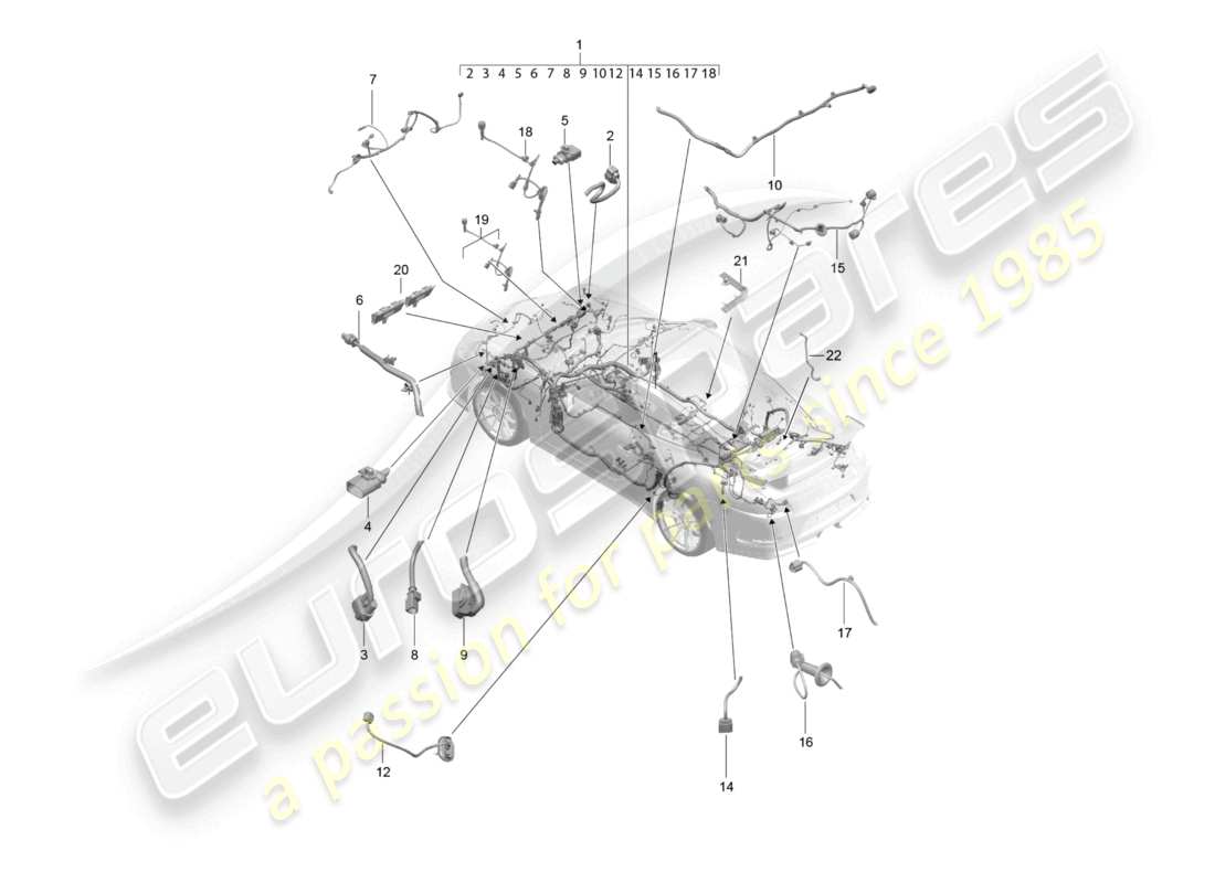 porsche 2021 (991-2 r/gt3/rs) cablaggi cablaggio abitacolo e sezione parti d >>- mj 2017 schema parti