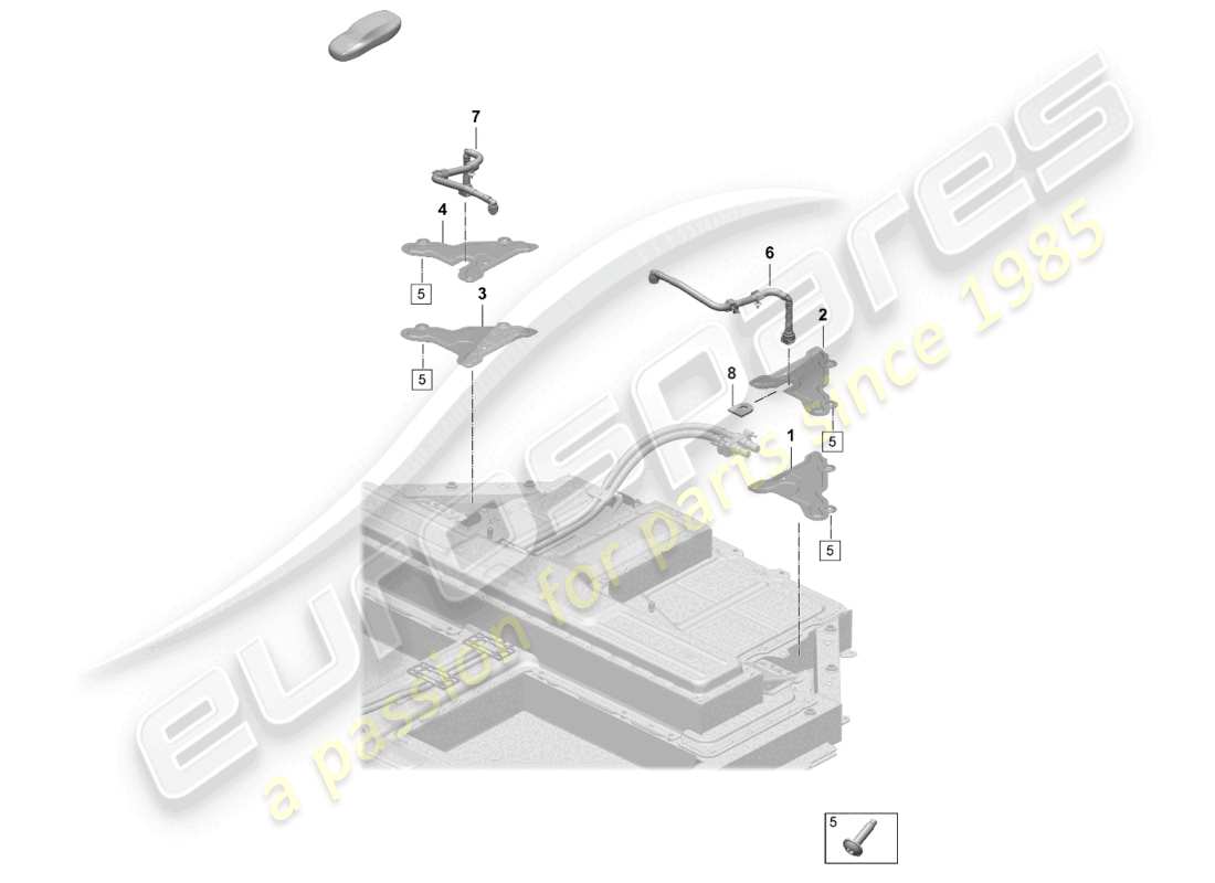 porsche 2025 (taycan 9j1-2) batteria di ricambio sistema di raffreddamento del liquido refrigerante diagramma delle parti