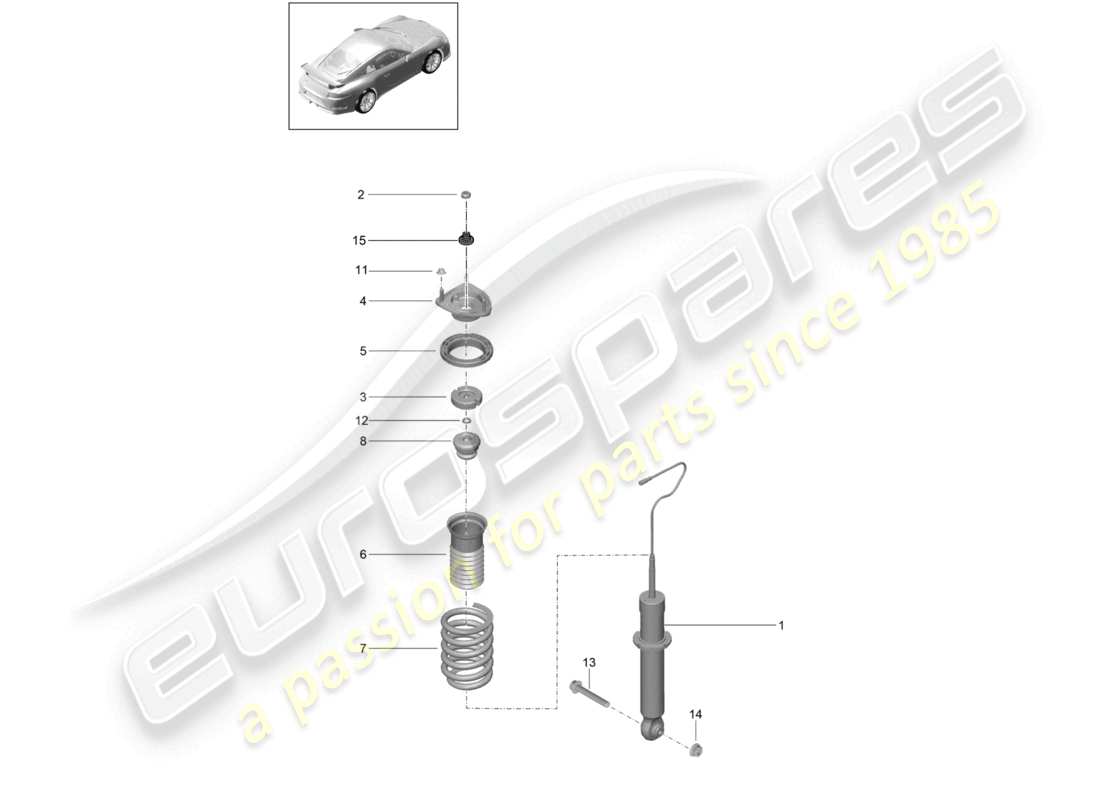 porsche 2021 (991-2 r/gt3/rs) ammortizzatori molla elicoidale speedster schema delle parti