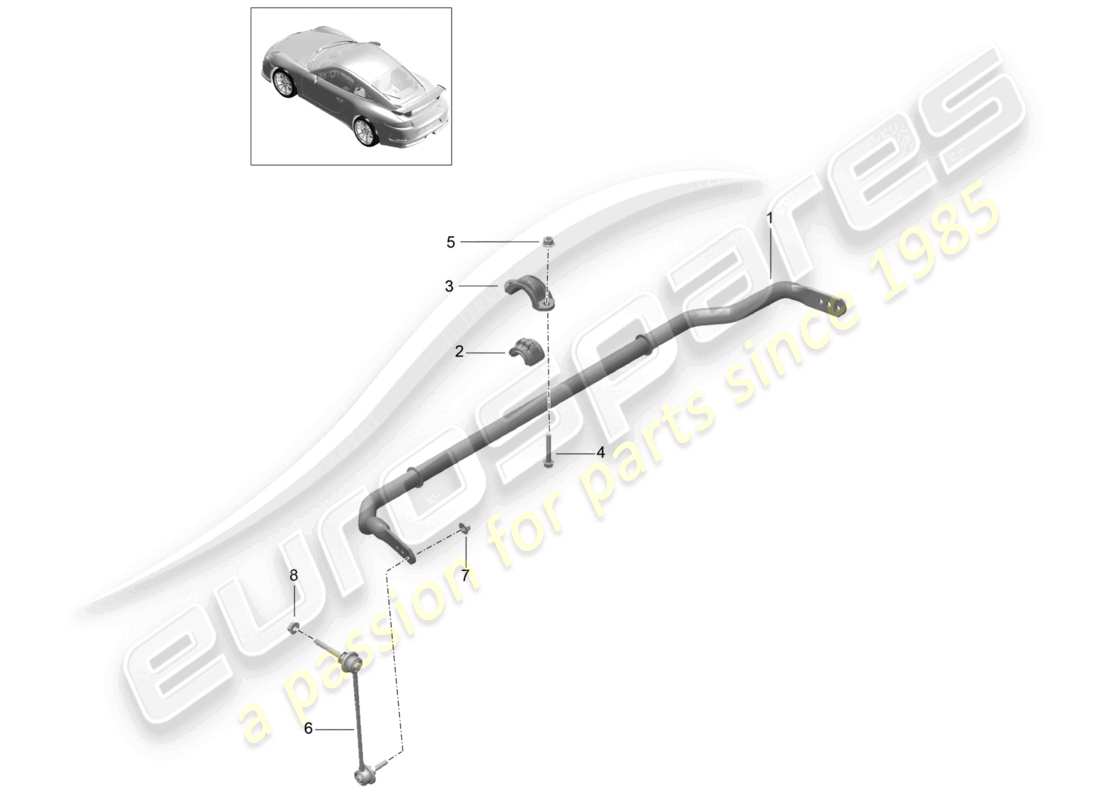 porsche 2021 (991-2 r/gt3/rs) barra antirollio d - mj 2018>> schema dei componenti
