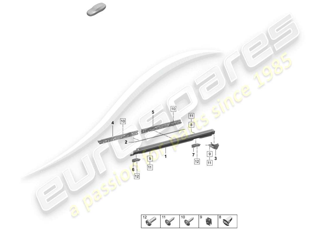 porsche 2024 (macan-e) schema delle parti degli accessori esterni del rivestimento del longherone
