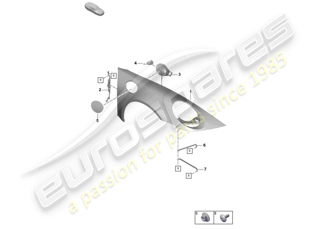 porsche 2025 (992-2 gt3) diagramma delle parti dell'ala