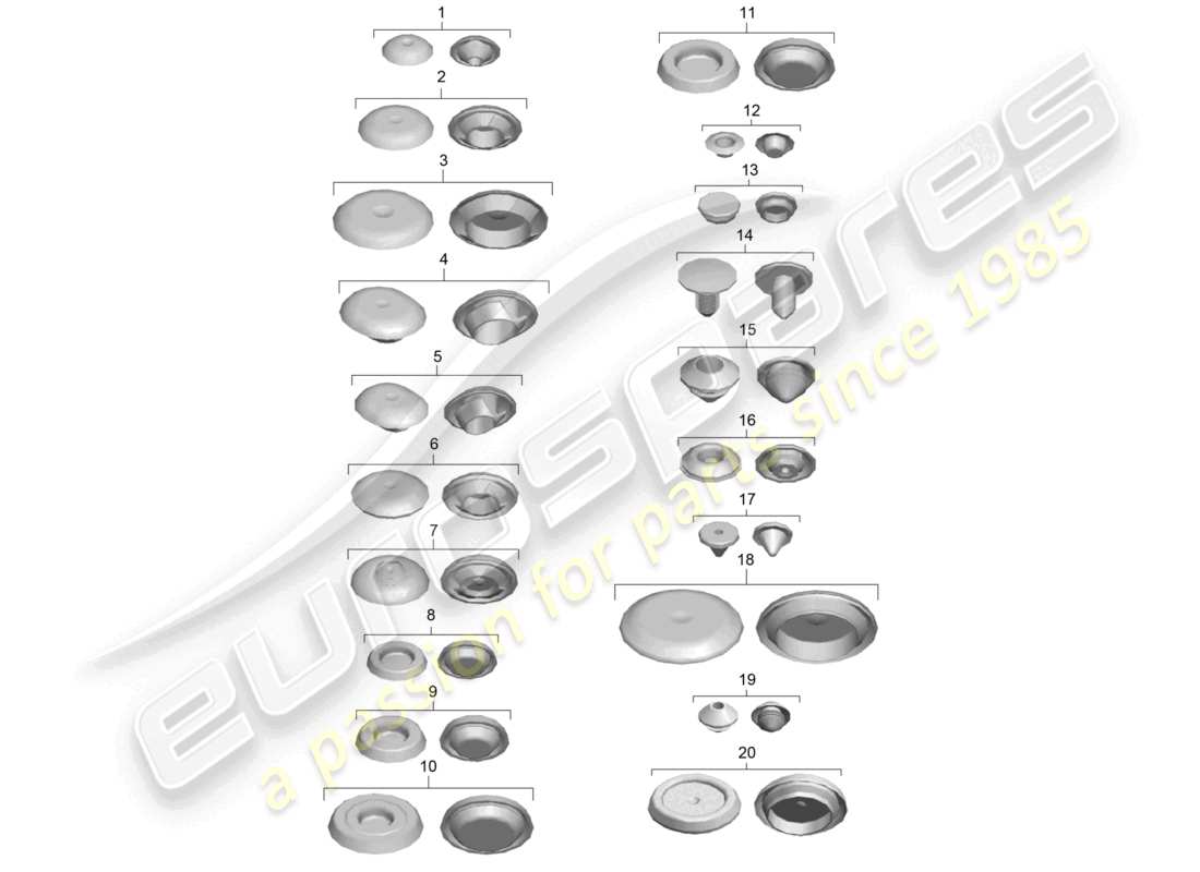 porsche 2021 (991-2 r/gt3/rs) bungs diagramma delle parti