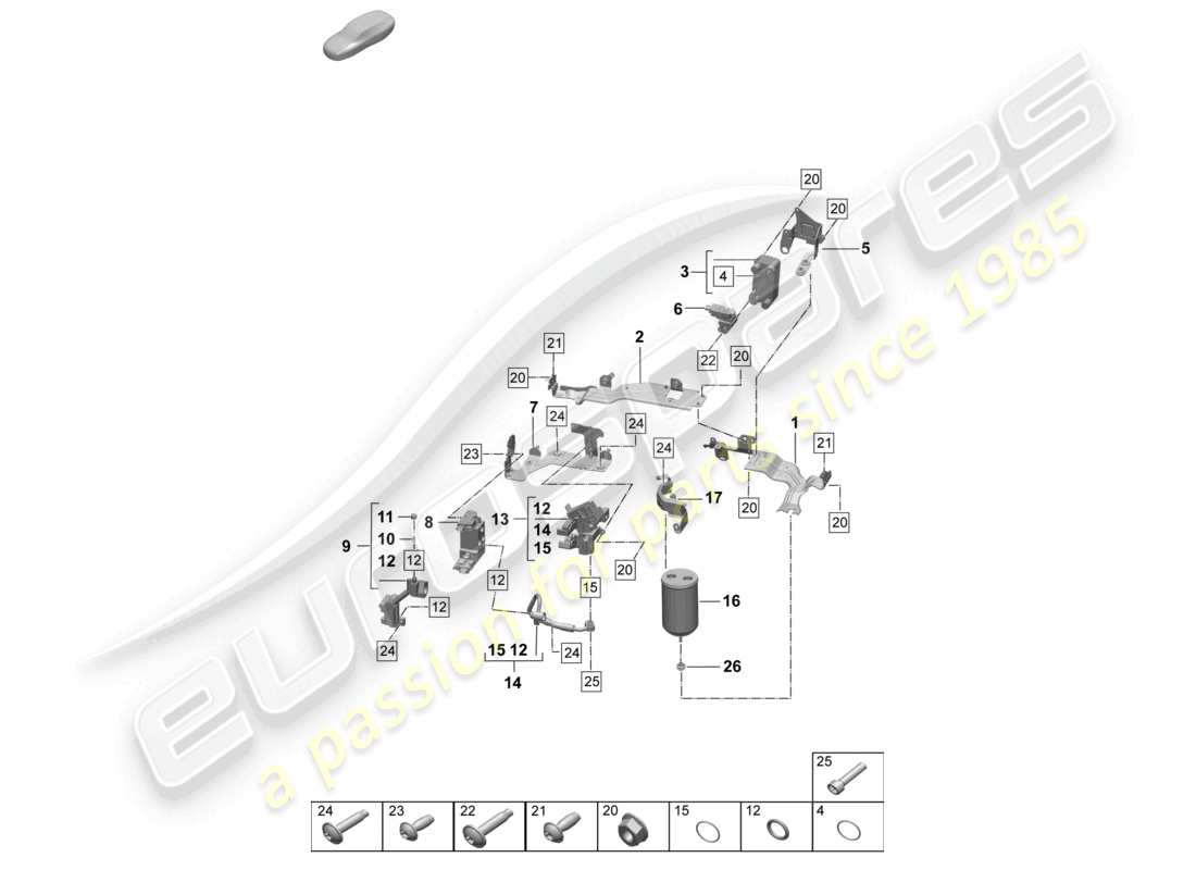 porsche 2025 (macan-e) aria condizionata linea refrigerante inserto essiccatore con parti di fissaggio con: pompa di calore diagramma delle parti