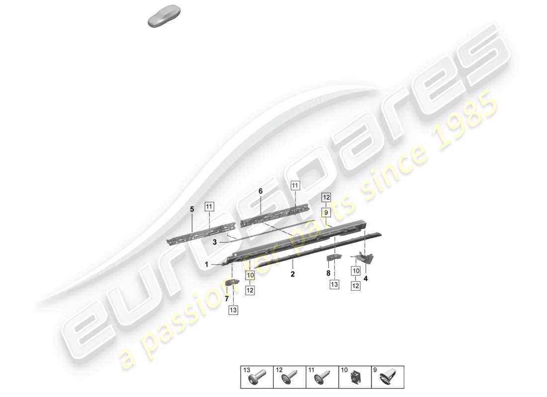porsche 2025 (macan-e) accessori esterni per rivestimento longheroni diagramma delle parti