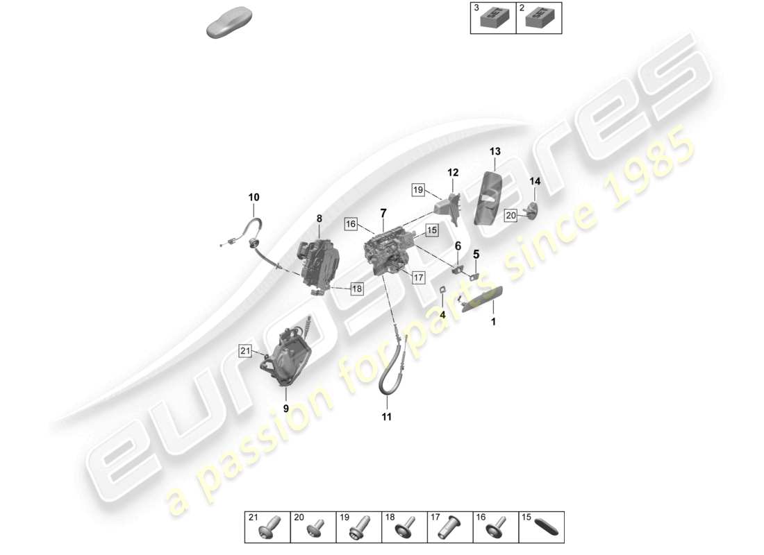 porsche 2026 (taycan 9j1-2) maniglia della porta, anteriore esterna serratura della porta accessori diagramma delle parti