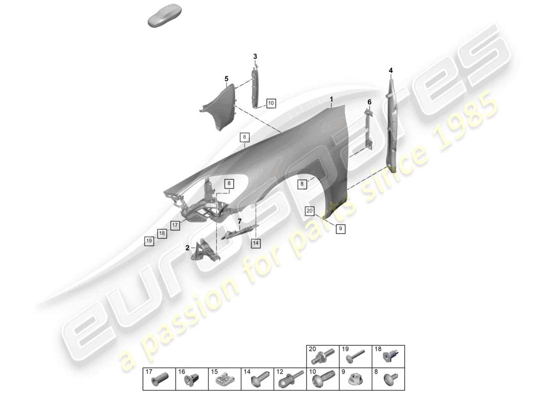 porsche 2025 (panamera 976) diagramma delle parti dell'ala