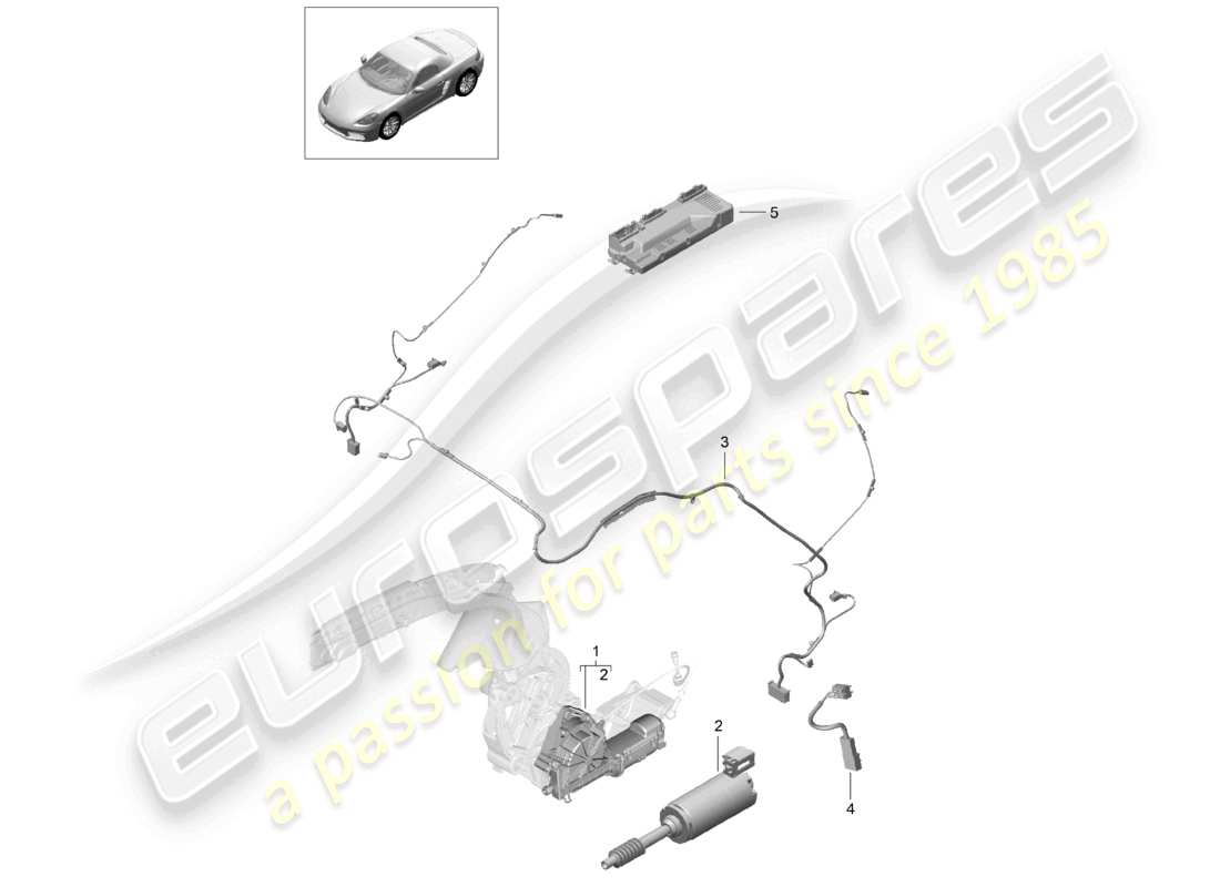 porsche 2023 (718 boxster) vano portaoggetti per capote motore elettrico set di cavi schema delle parti