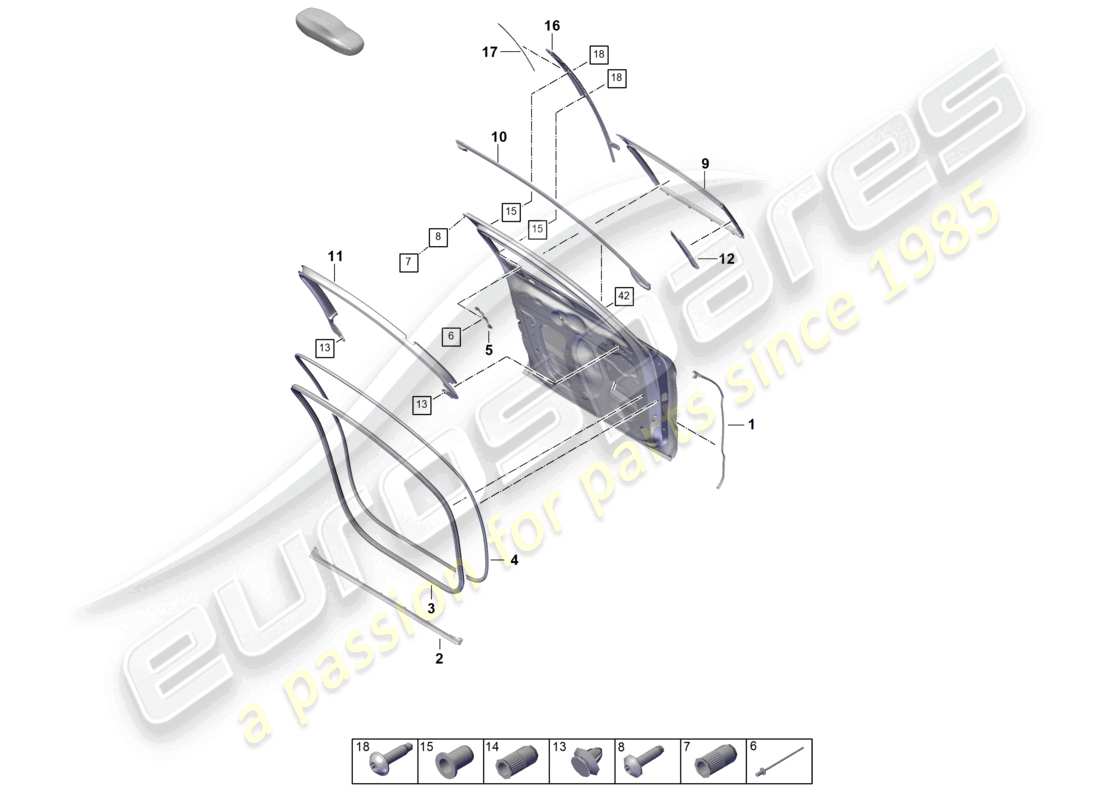 porsche 2026 (panamera 976) porte anteriori guarnizione accessori parte diagramma