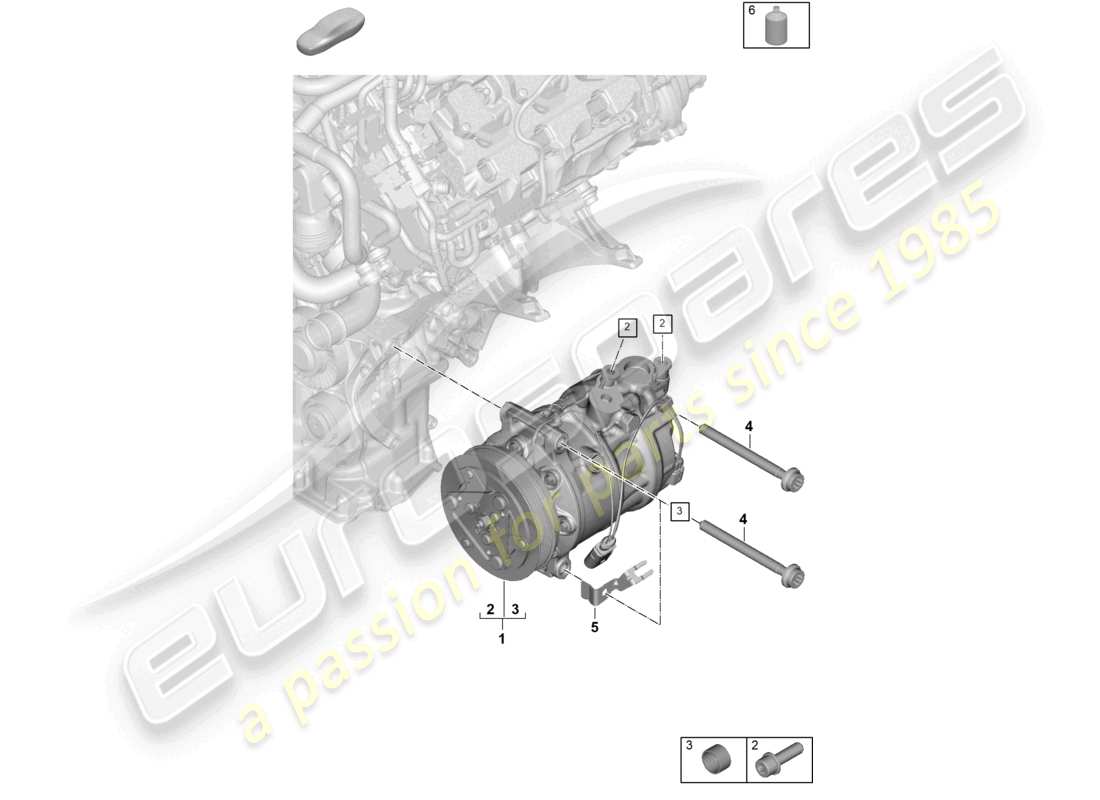 porsche 2026 (panamera 976) diagramma delle parti del compressore a/c