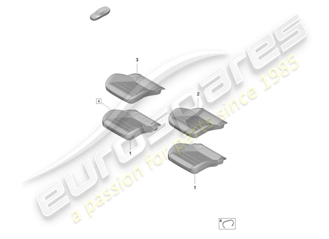 porsche 2023 (taycan 9j1-1) parte in schiuma rivestimento del sedile sedile standard diagramma delle parti