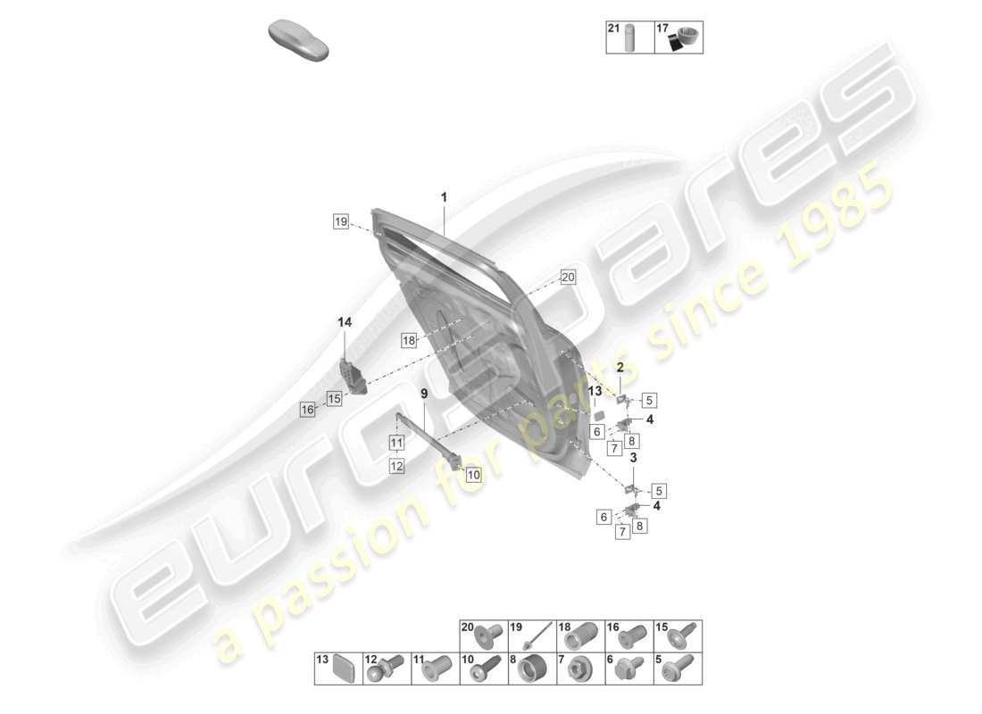 porsche 2024 (panamera 971-2) schema della parte posteriore della scocca della porta
