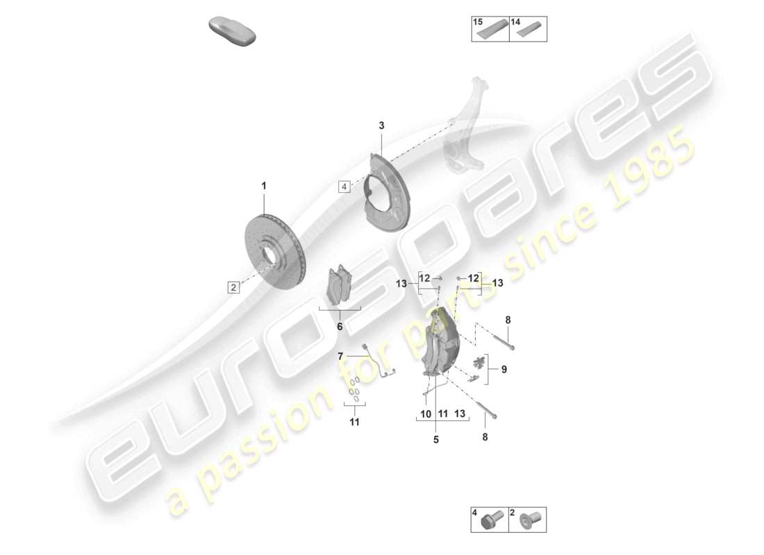 porsche 2021 (panamera 971-2) freno a disco pccb assale anteriore diagramma delle parti