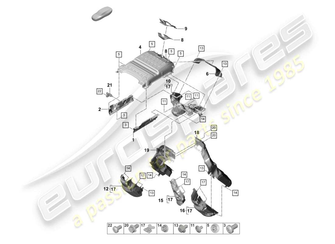 porsche 2024 (panamera 971-2) sistema di scarico isolamento termico canale di guida dell'aria diagramma delle parti
