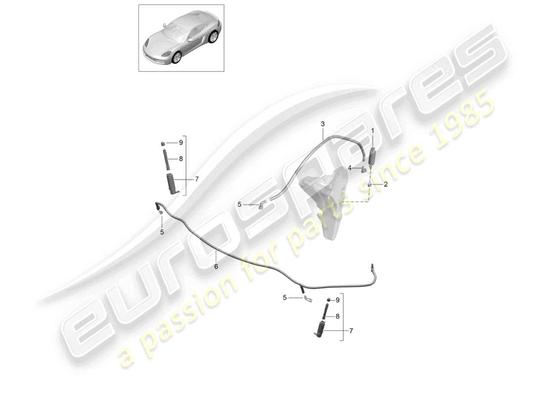 porsche 2023 (718 cayman) schema delle parti del sistema rondella