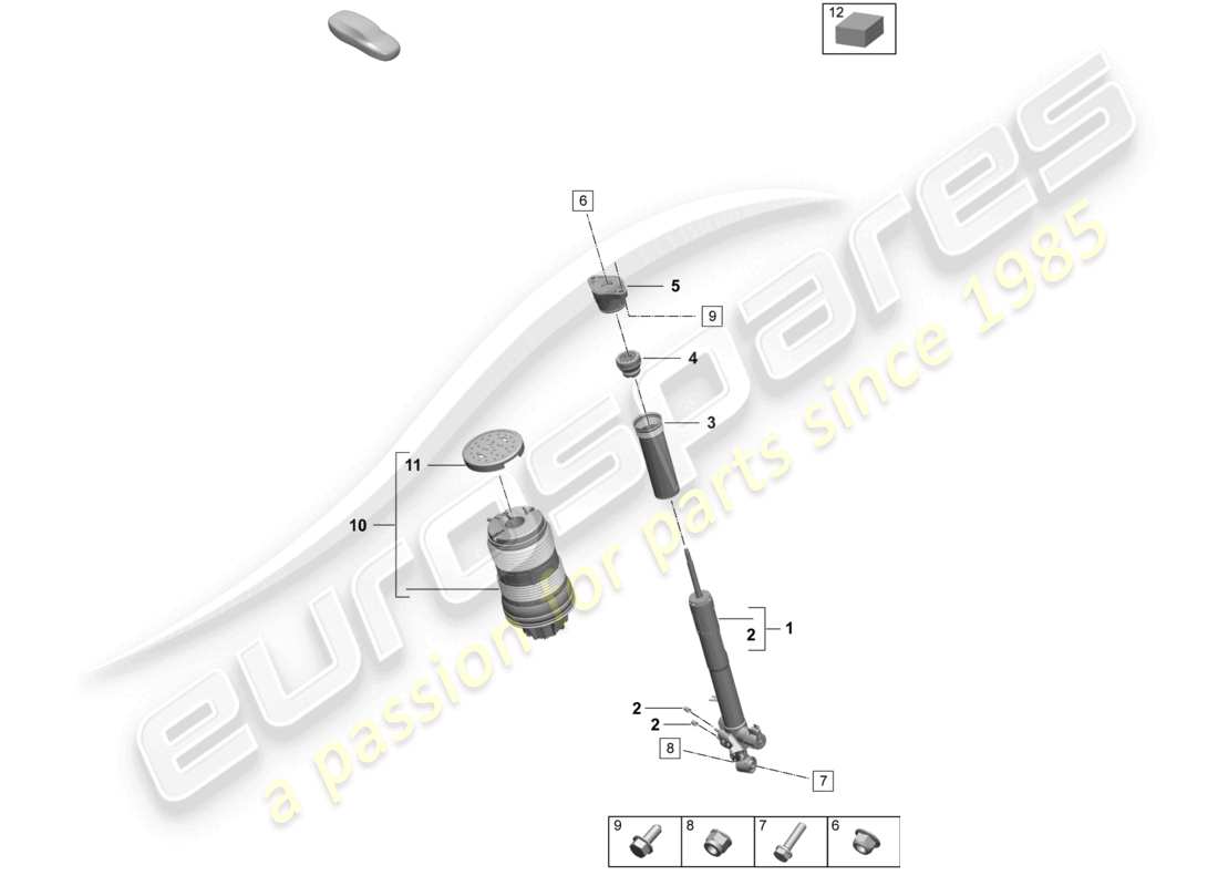 porsche 2025 (taycan 9j1-2) sospensione pneumatica ammortizzatori diagramma delle parti