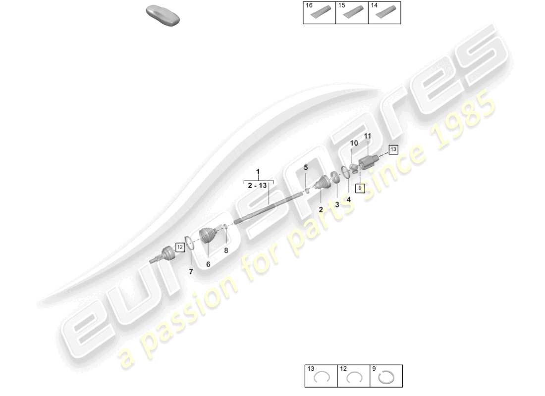 porsche 2025 (panamera 976) albero di trasmissione assale anteriore diagramma delle parti