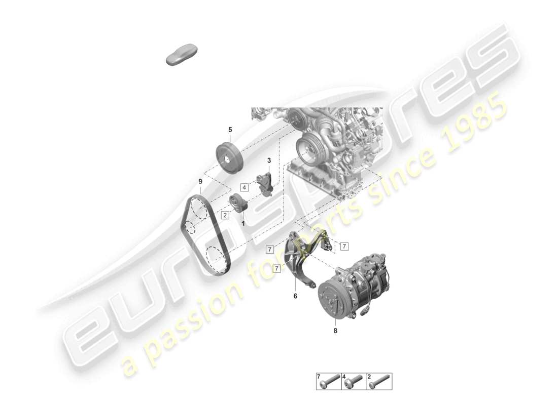 porsche 2021 (panamera 971-2) cinghia poly-v tenditore della cinghia diagramma delle parti
