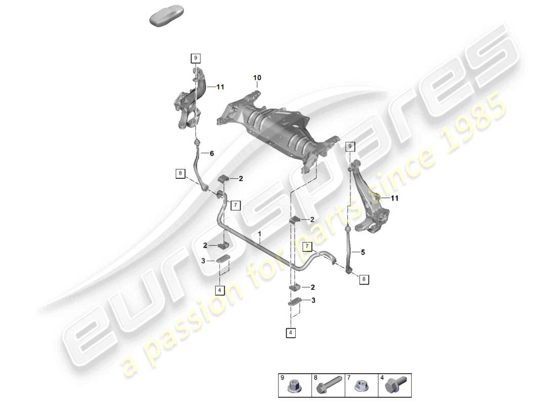 porsche 2026 (panamera 976) diagramma delle parti della barra antirollio