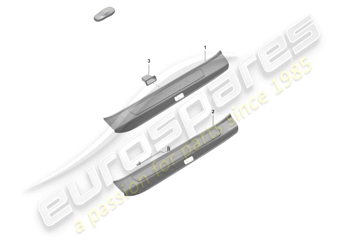 porsche 2021 (992-1 gt3/rs/st) striscia d'ingresso con scritta diagramma delle parti