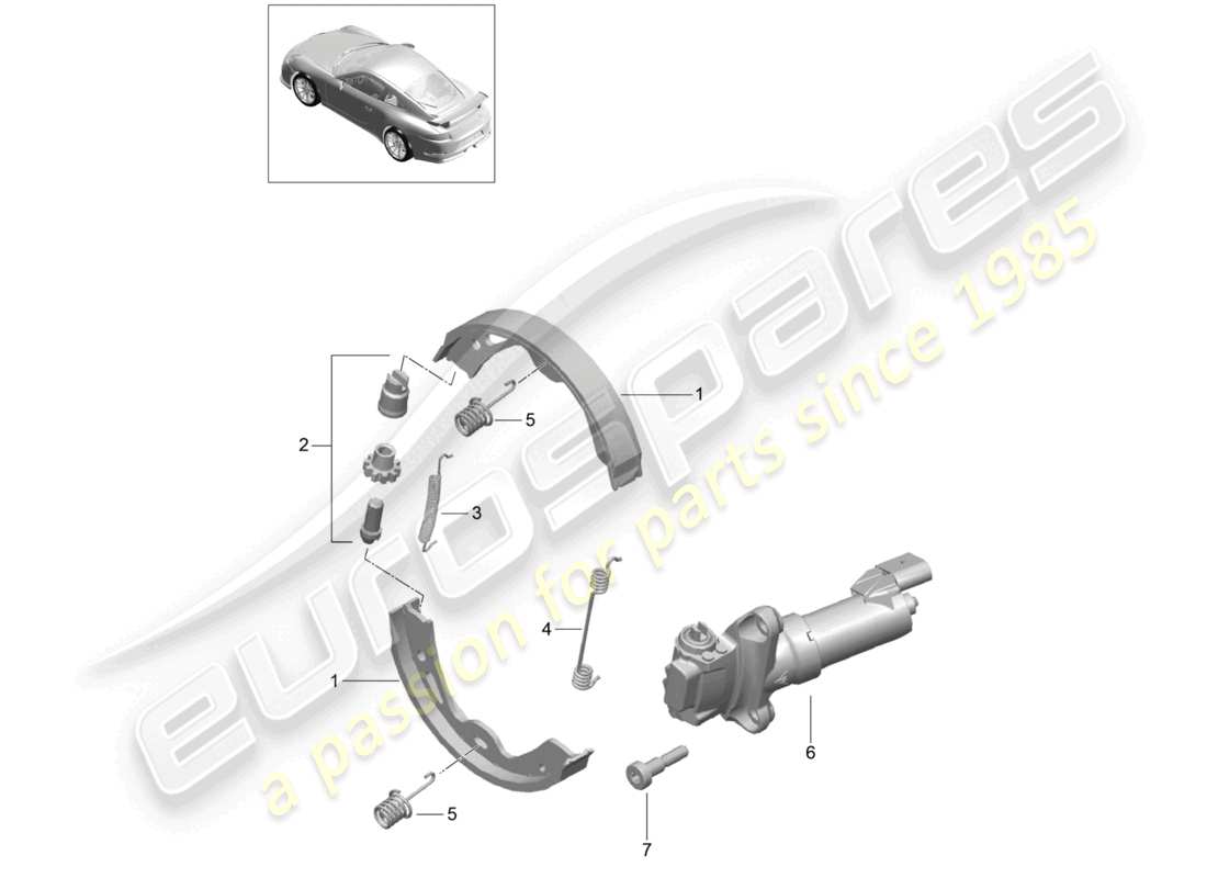 porsche 2021 (991-2 r/gt3/rs) freno di stazionamento d - mj 2018>> schema delle parti