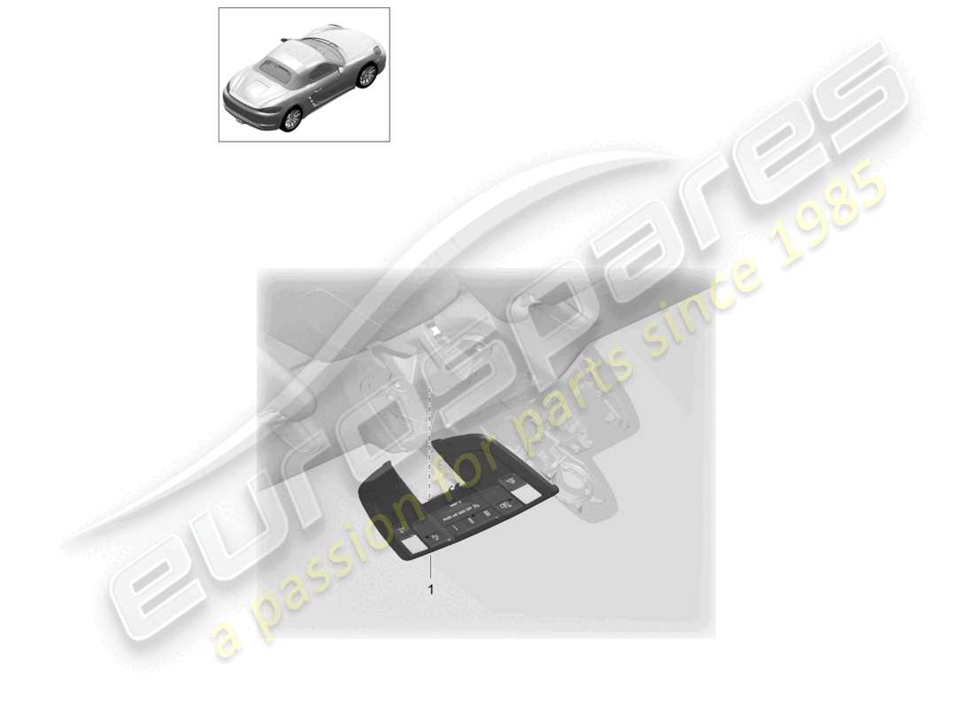 porsche 2024 (718 boxster) diagramma delle parti del tetto della console