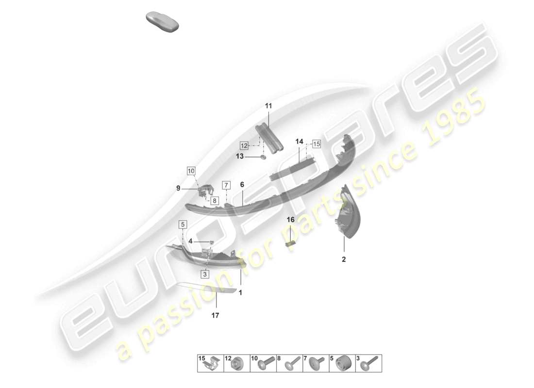 porsche 2024 (992-1) luce posteriore luce freno supplementare luce targa schema delle parti