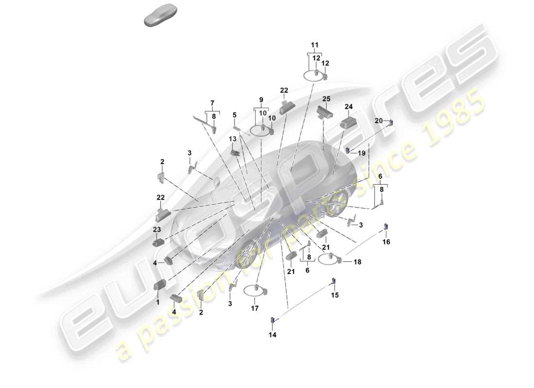 porsche 2020 (taycan 9j1-1) diagramma delle parti luce interna