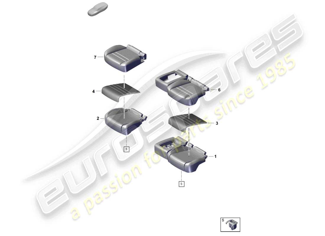 porsche 2025 (cayenne e3 pa) parte in schiuma cuscino del sedile posteriore coprisedile schema delle parti