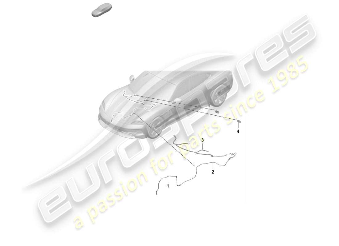 porsche 2025 (taycan 9j1-2) tubo flessibile per il getto d'acqua anteriore rondella diagramma delle parti del getto d'acqua