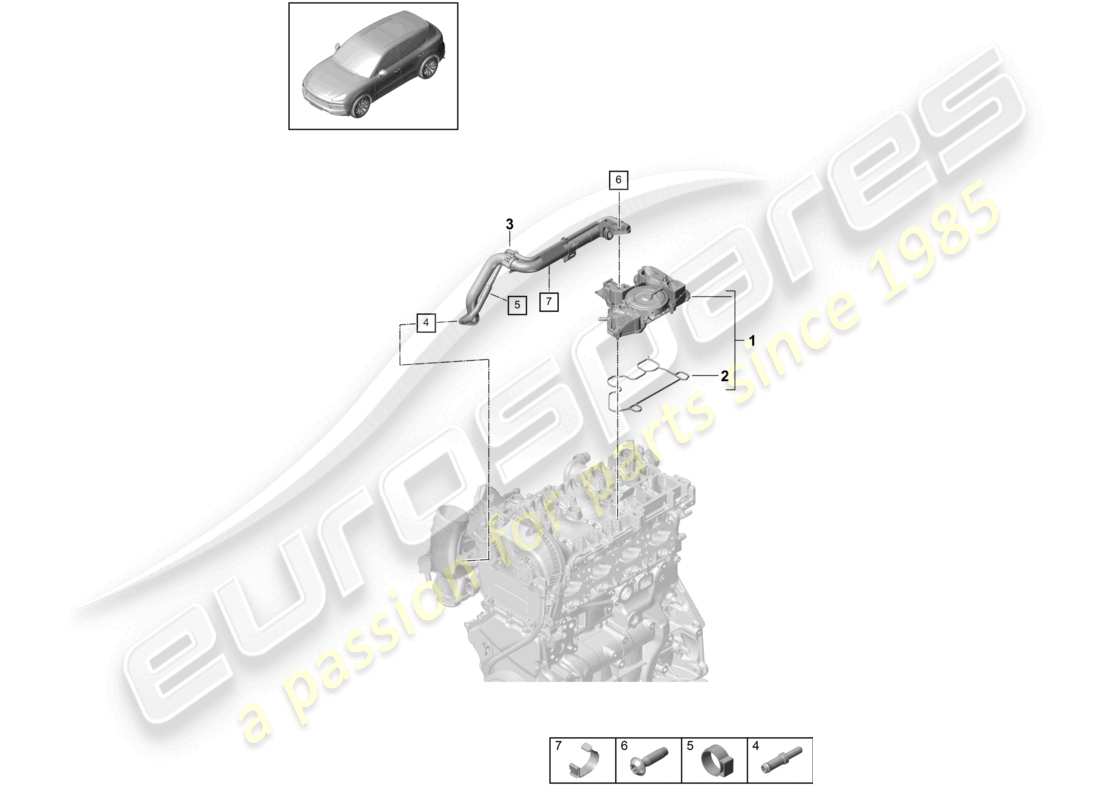 porsche 2021 (cayenne e3 9ya/9yb) separatore dell'olio linea di sfiato ventilazione dell'alloggiamento del basamento diagramma delle parti