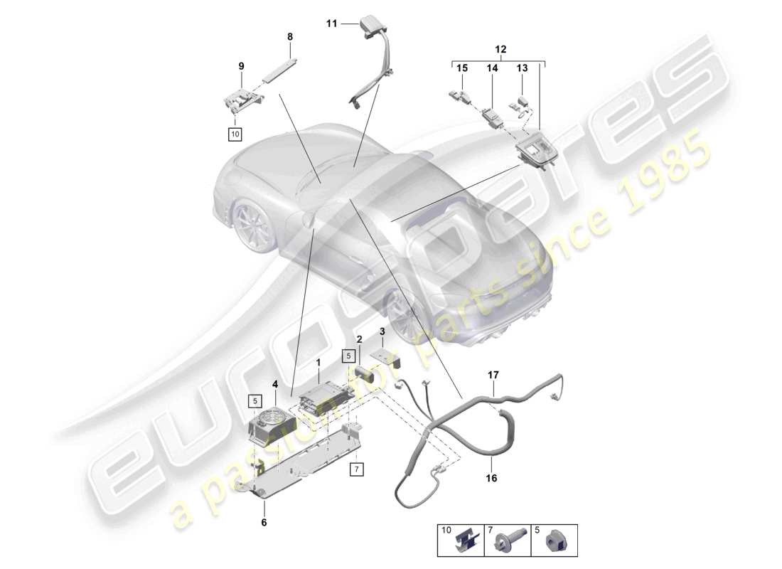 porsche 2023 (718 boxster spyder) per modelli con telefono e chiamata di emergenza schema delle parti