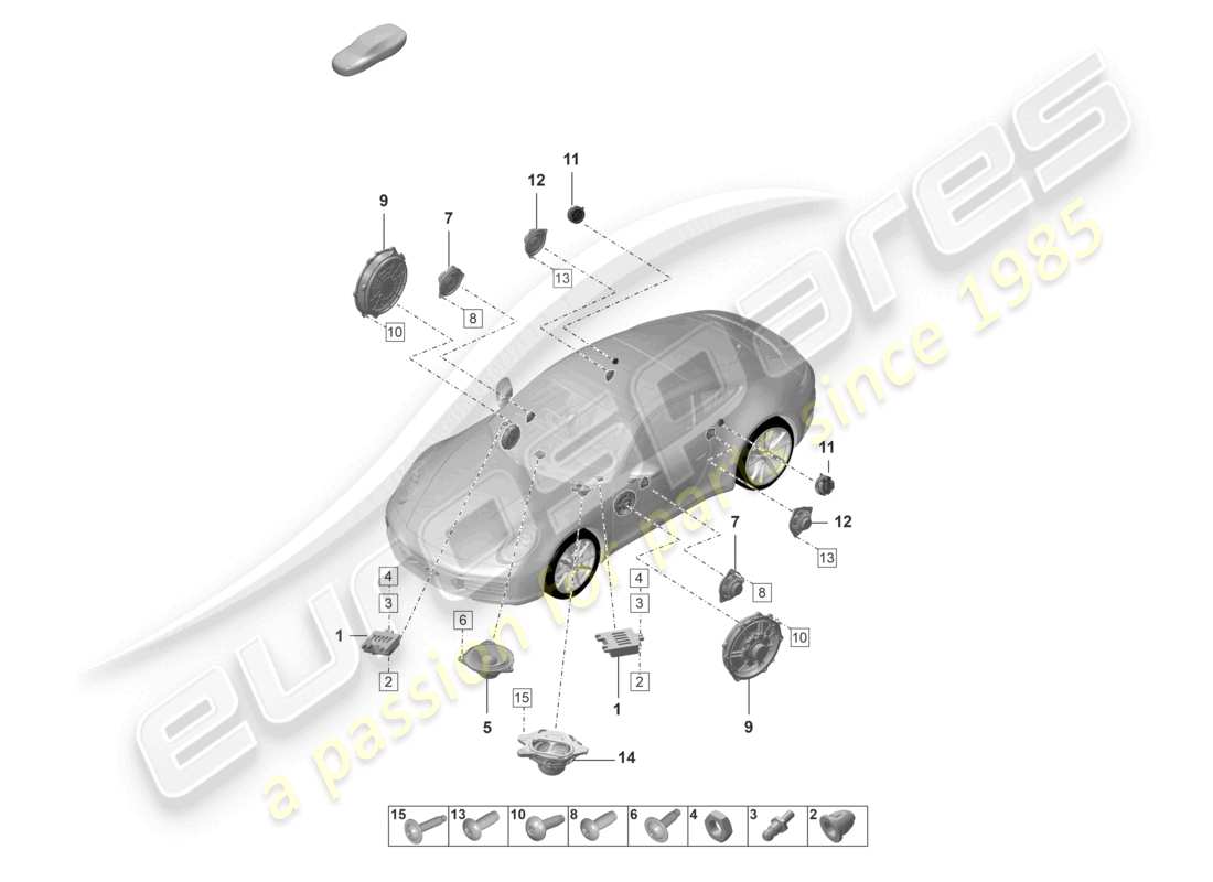 porsche 2024 (992-1) altoparlante schema delle parti