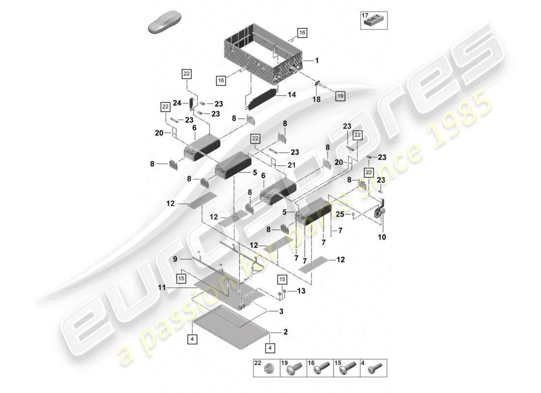 porsche 2024 (panamera 971-2) batteria ad alta tensione ibrida parti singole diagramma delle parti