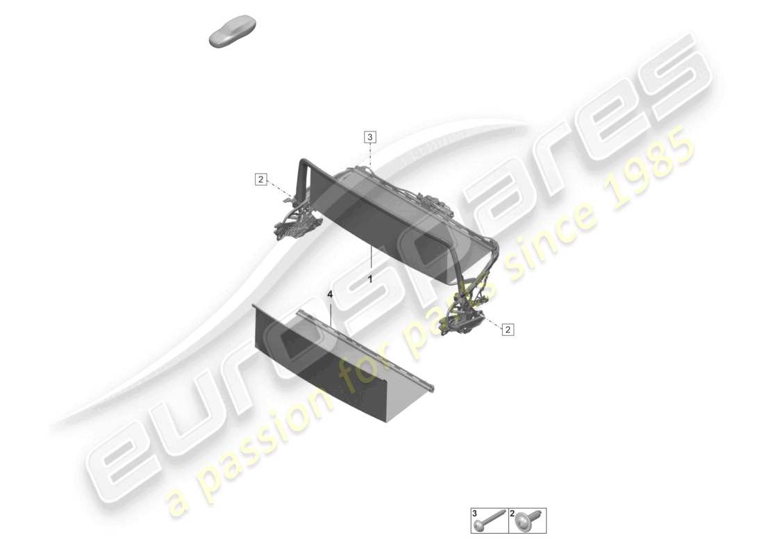 porsche 2022 (992-1 turbo / s) diagramma delle parti del frangivento
