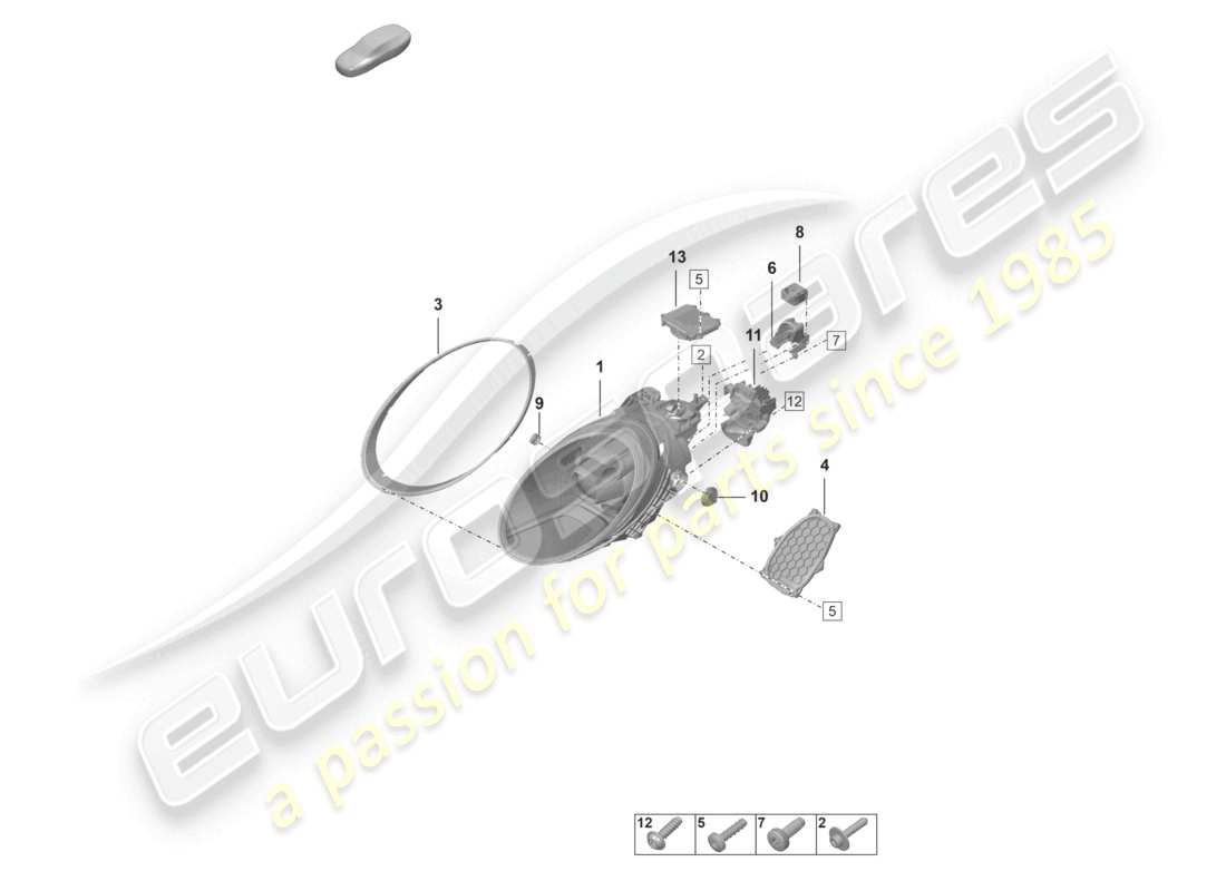 porsche 2022 (992-1 gt3/rs/st) faro led pdls+ diagramma delle parti