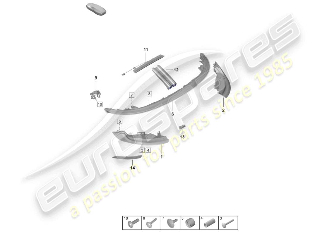 porsche 2022 (992-1 gt3/rs/st) luce posteriore luce freno supplementare luce targa schema delle parti
