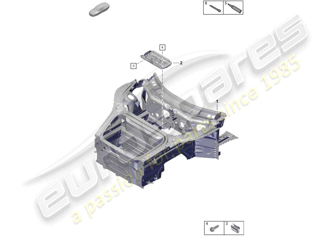 porsche 2021 (718 cayman gt4) diagramma delle parti frontali (completo)