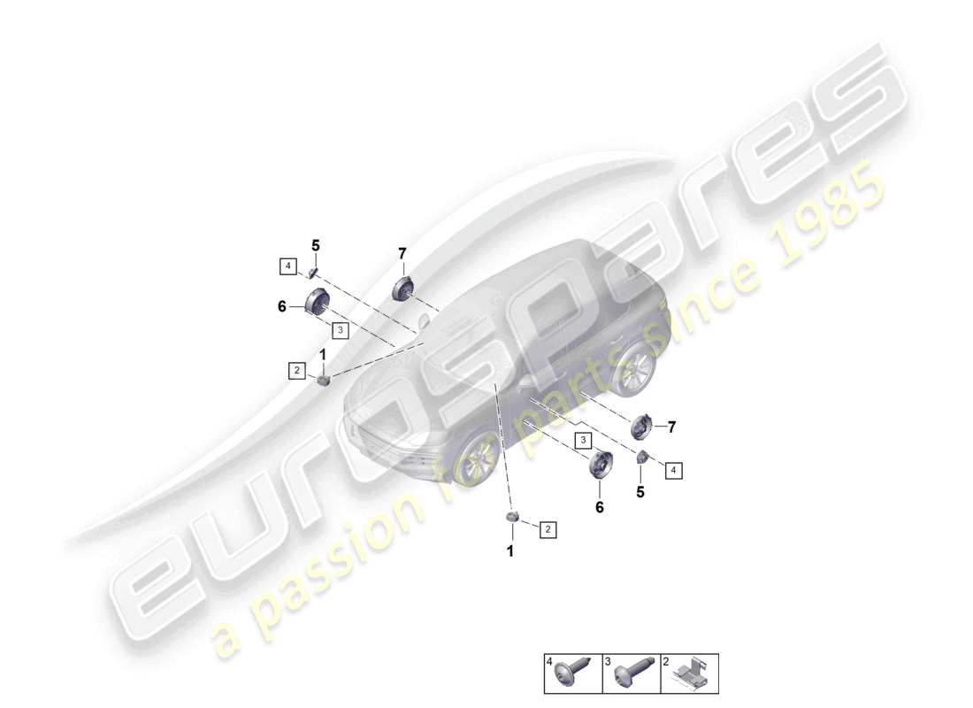 porsche 2025 (cayenne e3 pa) altoparlante schema delle parti