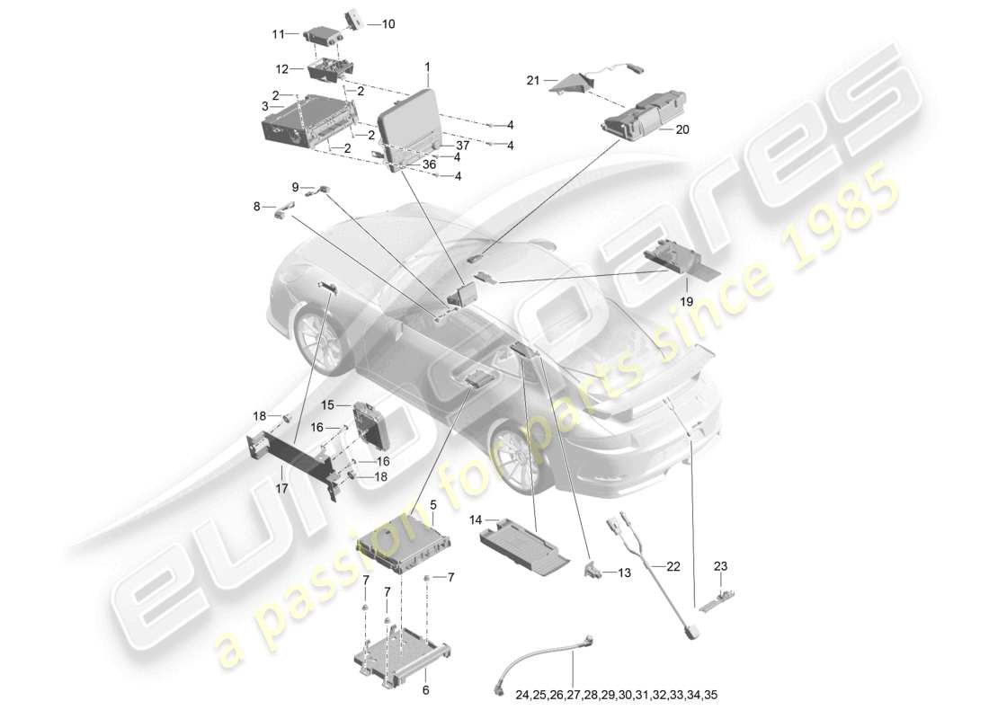 porsche 2021 (991-2 r/gt3/rs) display computer centrale sistema di navigazione microfono tv interfaccia multimediale telecamera linea di collegamento d - mj 2018>> schema delle parti