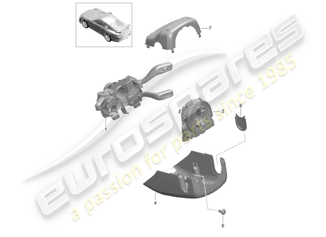 porsche 2021 (991-2 r/gt3/rs) interruttore piantone dello sterzo schema delle parti