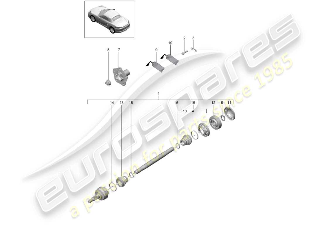 porsche 2021 (718 boxster) albero di trasmissione mozzo ruota diagramma delle parti