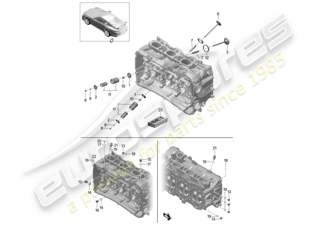 porsche 2021 (991-2 r/gt3/rs) testata del cilindro accessori valvola parte diagramma