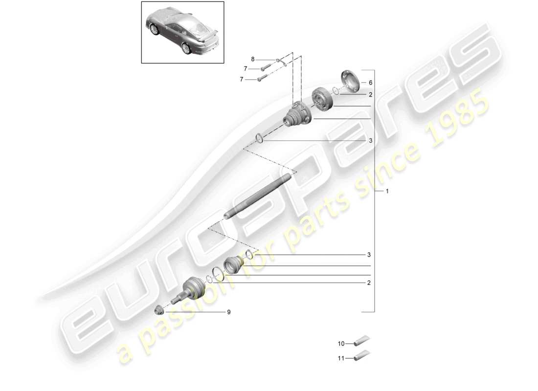 porsche 2021 (991-2 r/gt3/rs) albero di trasmissione d - mj 2019>>diagramma componente speedster