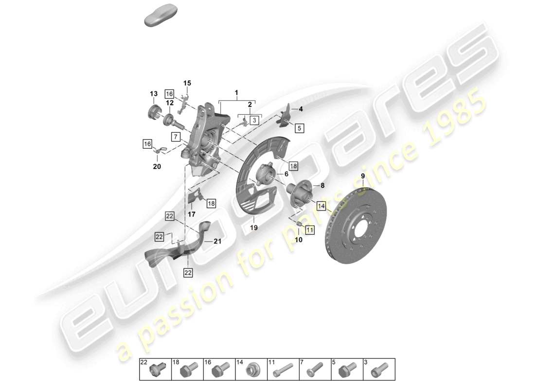 porsche 2026 (992-2 gt3) supporto ruota mozzo ruota diagramma delle parti